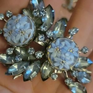 Vintage blue large spray lucite flower brooch. Unique